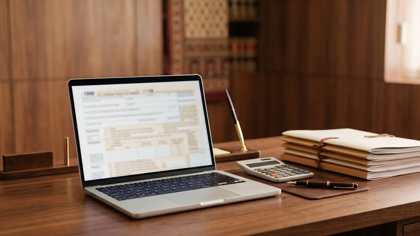 An accountant reviewing a tax return
