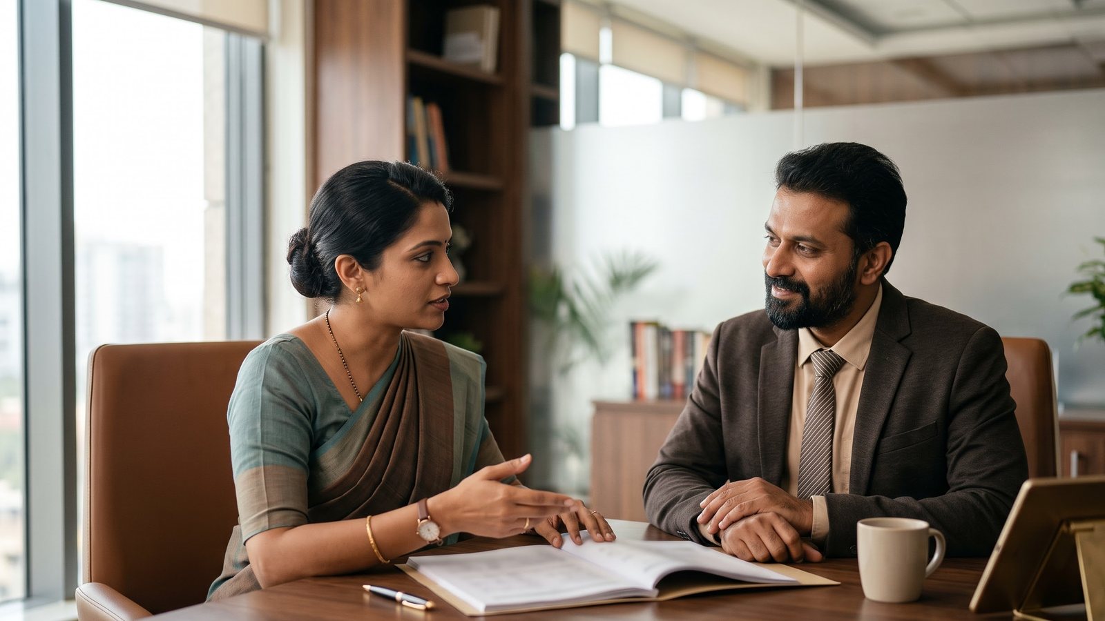 An advisor presenting to a boardroom