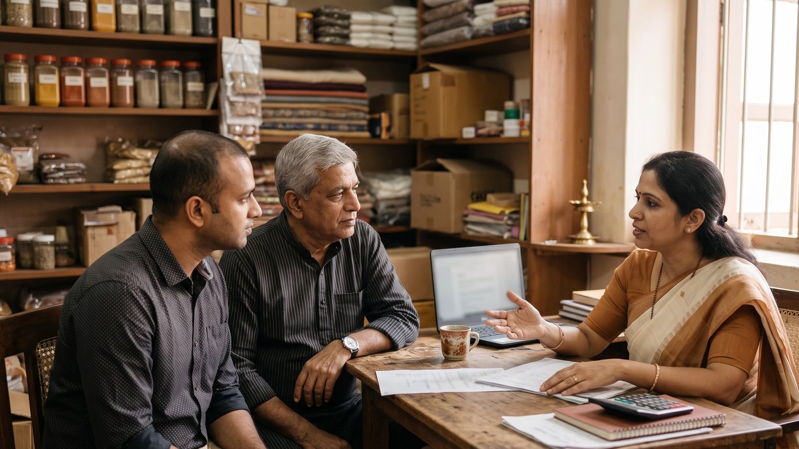 An advisor presenting to a boardroom