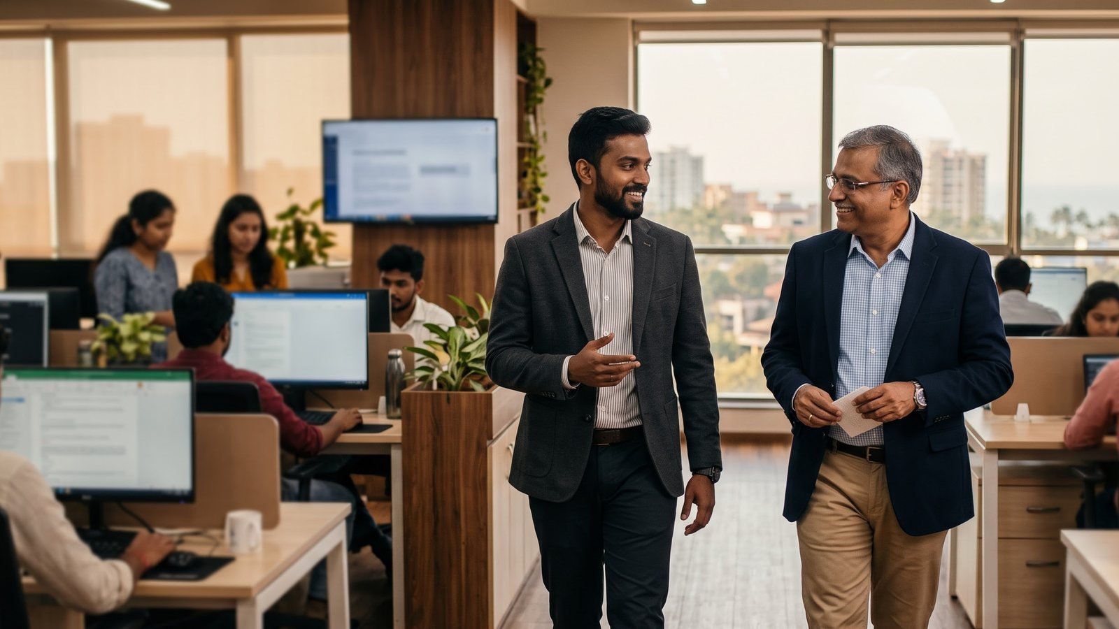 An advisor presenting to a boardroom
